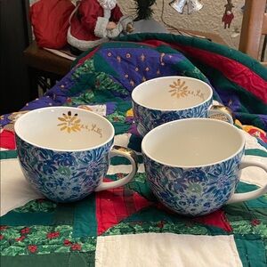 Lilly Pulitzer Blue and White Floral Mugs